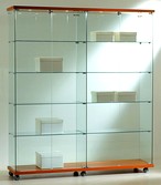 vetrine doppie con piano base e cappello in legno e faretti alogeni AT16-18L