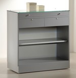 banco laminato con 2 cassetti e vetrina cassetto AT162-MG