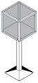 espositore vetrina con cubo vetro e gamba metallo