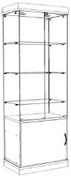 VETRINETTA CON TOP IN LEGNO E FARETTO MOBILE LEGNO CON ANTINA BATTENTE E SCORREVOLI IN VETRO