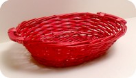 cestini in vimini ovali colore rosso con manici legno per confezioni pasquali AT18681R