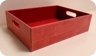 cestino rettangolare con manici in similpelle colore corallo ATPE0067BO
