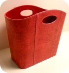 cesto rettangolare con manici in similpelle tinta corallo ATPE0061BO