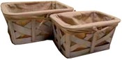 set di 2 cesti rettangolari in legno intrecciato cm 43 x 31 x 20 h con fodera