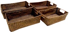 contenitori in paglia bamboo colorati rettangolari con manici  AT1740GR