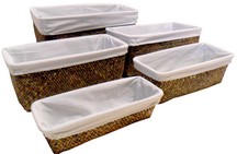 contenitori paglia bambu rettangolari con tessuto AT1749G