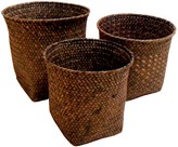 tre contenitori rotondi tessuto paglia bamboo AT1746GR