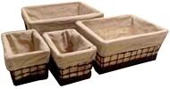 set 4 cesti rettangolari in vimini brunito cm 49 x 36 x 20 h con fodera