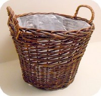 cestini coprivaso in salice scuro con maniglie e interno plastica per fioristi AT095245