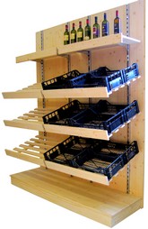 scaffalatura legno per frutta con cassette