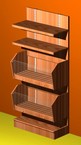 scaffalatura in legno con 2 cesti pane con cassetto raccogli briciole