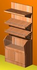 scaffalature in legno per panetteria con mobiletto e cesto pane