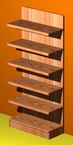 sezione scaffale in legno abete con piani passo cm 100