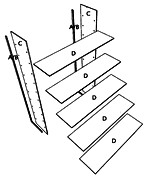 schema di composizione scaffale murale in cristallo