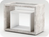 cubo espositore con piano vetro e mobile estraibile
