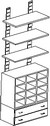 scaffale con cassettiera a 2 cassetti e casellario e ripiani