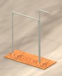 4 porta abiti per negozio con base legno cm 150