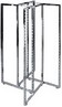 scaffale centro stanza in tubo quadro a forma di x