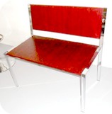 panca in metallo cromato con sedile e schienale legno ATSAM1065