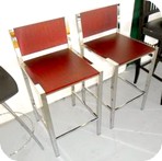 sgabello alto in metallo cromato con sedile e schienale in legno per pub bar ATSAMPDF6