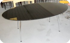 tavolo con struttura metallo cromato e piano vetro ovale cm 110x180 ATSAM1354