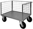 carrello zincato con ruote pneumatiche e 3 sponde in grigliato