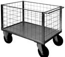 carrello zincato con ruote pneumatiche e 4 sponde in rete