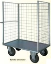 carrello zincato con ruote pneumatiche e chiusura a rete su 3 lati