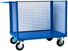 carrello con pianale lamiera e 3 sponde in rete