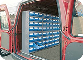 furgone con cassettiere plastica porta minuteria