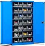 armadio metallico per officina con cassette plastica a bocca di lupo 2