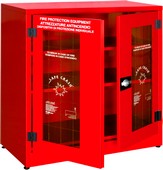 armadietto lamiera colore rosso per protezione antincendio con antine vetro 9