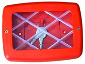 porta chiavi a parete in polipropilente con vetro frangibile per sicurezza antincendio