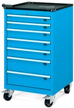 cassettiera su ruote con 7 cassetti portautensili con maniglie e piano con bordi AT5750304