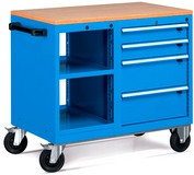 carrelli per officine con mobiletti a giorno e cassettiera piano top in legno ATFCBH4200404