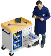 carrello di servizio composto con cassetti e vano a giorno con piano legno ATFCBH320S108