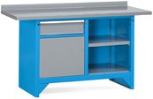 banco chiuso con piano lavoro in acciaio cm 150