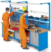 banco lavoro chiuso cm 300 con fondale forato e illuminazione 19