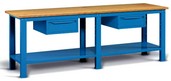 banco lavoro elettricisti cm 250 con 2 cassetti singoli e piano legno 43