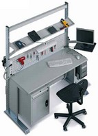 banco per riparazione elettrotecnici con braccio per pc e fondali forati