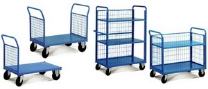 carrelli con sponde in rete con ruote grandi