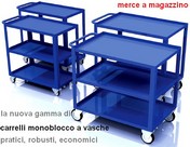carrelli monoblocco a 2 e 3 piani con ruote e freno