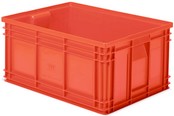 cassetta rettangolare in plastica rossa accatastabile per industria