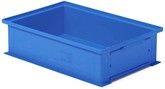 cassette rettangolari in plastica blu sovrapponibili per magazzini