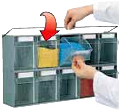 sistema bloccaggio cassetti plastica trasparenti