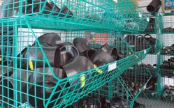 contenitori in filo plastificato verde per materiale idrauilico