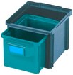 cassettiera con cassetti piccoli verdi impilabili