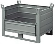 contenitore lamiera per pallet con sponda ribaltabile e accatastabile 5