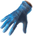 guanti in vinile blu monouso con bordino arrotolato uso alimenti ospedaliero e dentale AT270B