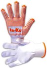 guanti sintetici in nylon con palmo puntinato PVC e polso maglia AT1107